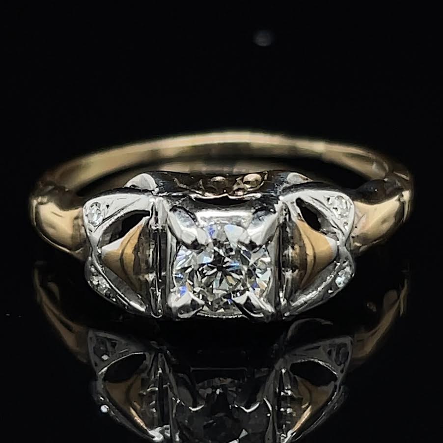 1930's Two Tone 14K 1/3 Carat Diamond Engagement Ring | Olympic Jewelry -  Open For Walk-ins