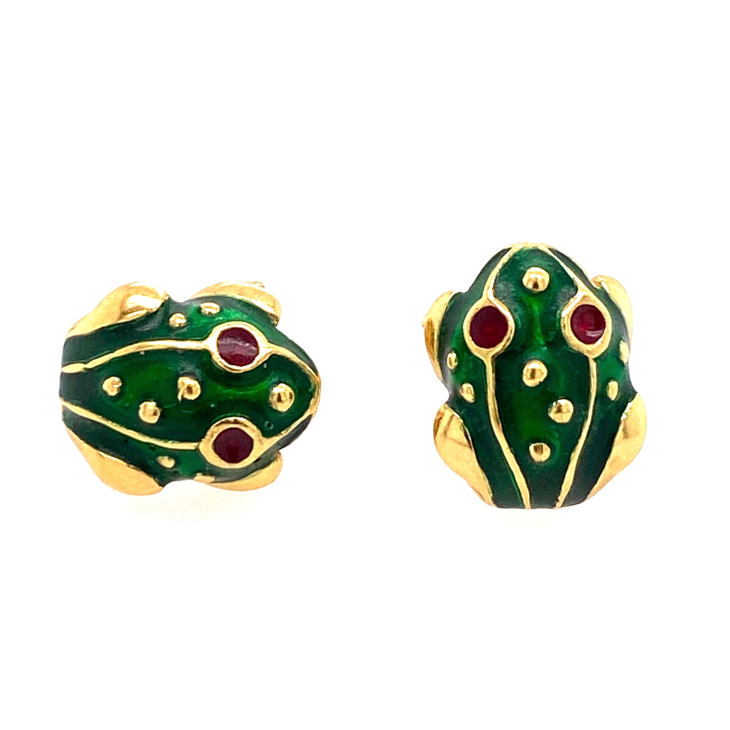 gold frog earrings