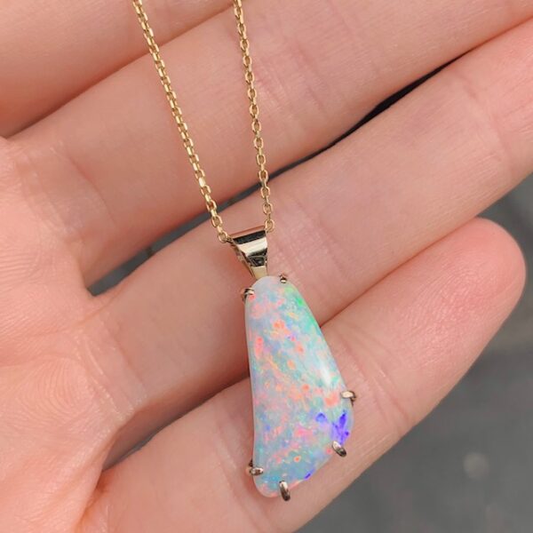 Estate Freeform Natural Opal Pendant on Chain
