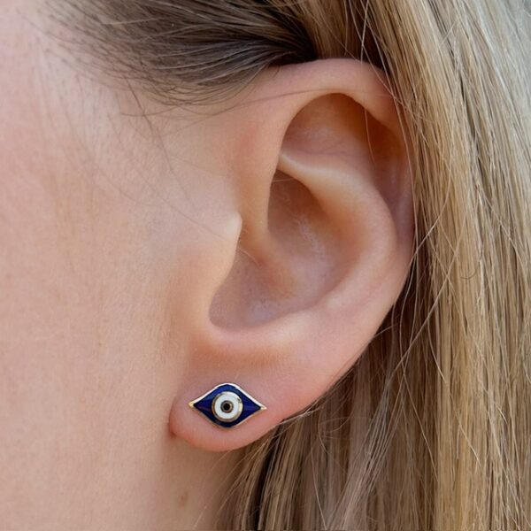 Eye Shape 14k Gold Evil Eye Studs