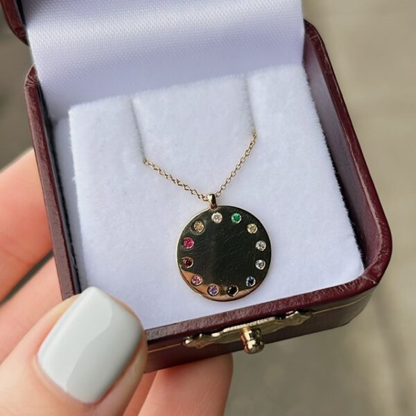 Multicolor Gemstone Disc Pendant - Image 3