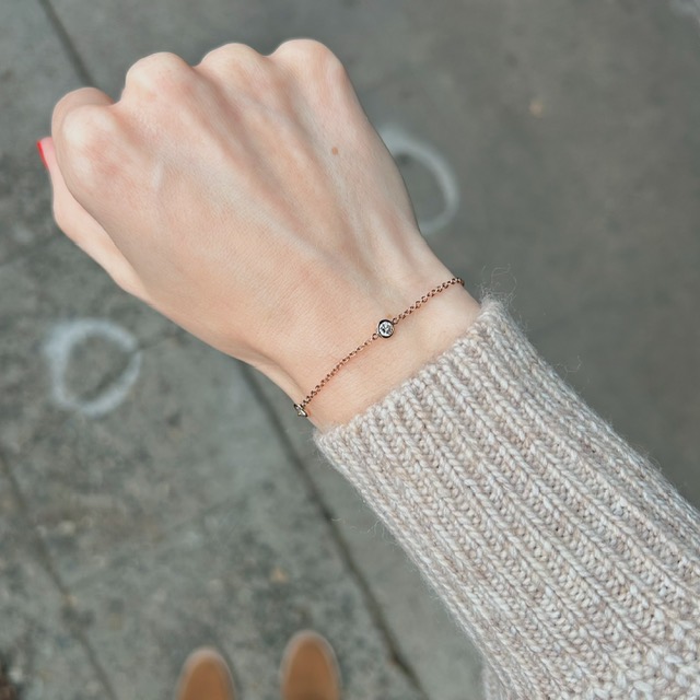 Recyled Rose Gold Diamond Station Bracelet - Image 2