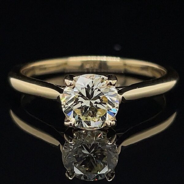 GIA Certified Recycled .88 Carat Round Brilliant Diamond Solitaire Engagement Ring