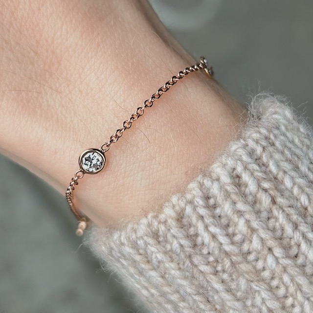 Recyled Rose Gold Diamond Station Bracelet - Image 3