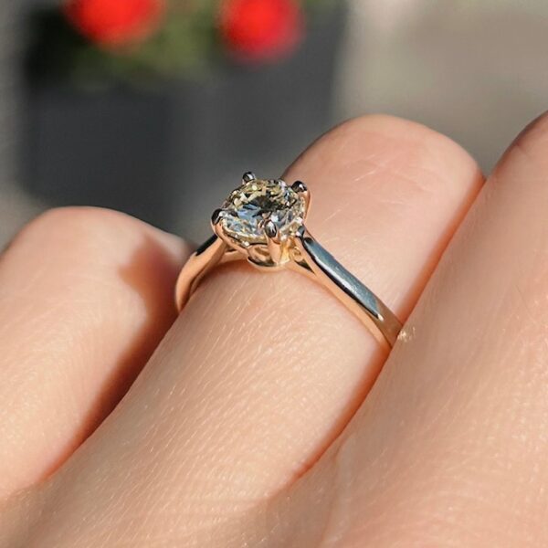 GIA Certified Recycled .88 Carat Round Brilliant Diamond Solitaire Engagement Ring - Image 4