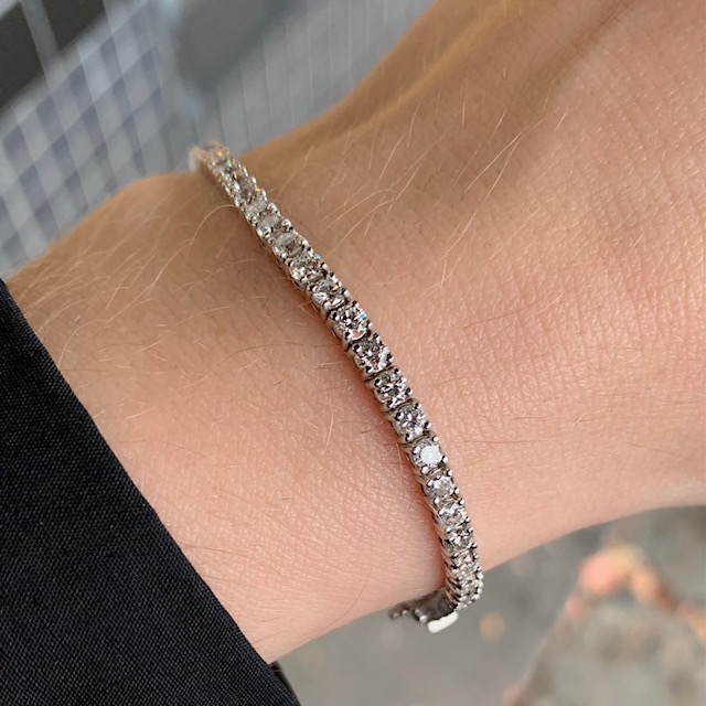 Amazon.com: Solid 14k White Gold 5.3 ctw Natural Diamond Classic Tennis  Bracelet for Women 2.8 mm - Length 6 to 8 Inches available - Handmade in  USA - April Birthstone : Handmade Products