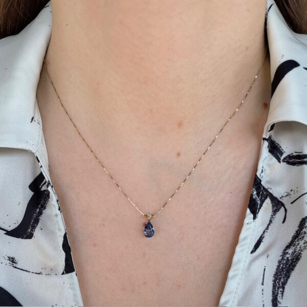 Estate Pear Tanzanite & Diamond Pendant - Image 2