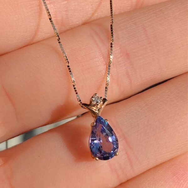 Estate Pear Tanzanite & Diamond Pendant - Image 3