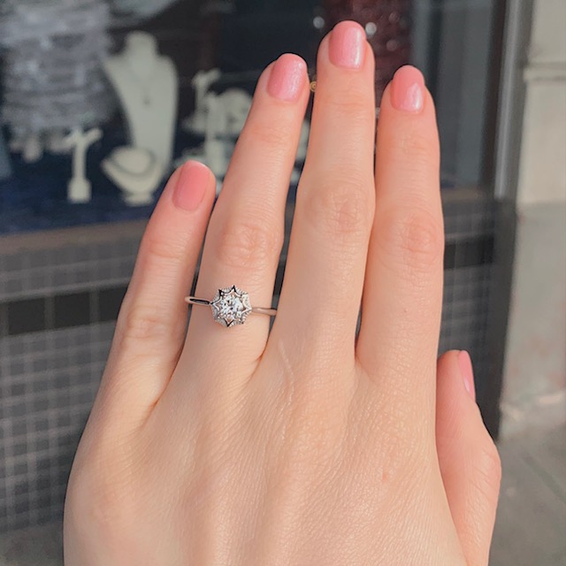 Art Deco Inspired Recycled Diamond Engagement Ring - Image 3