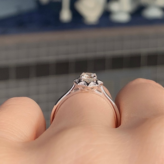 Art Deco Inspired Recycled Diamond Engagement Ring - Image 4