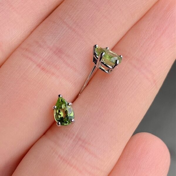 Pear Shape Peridot Stud Earrings - Image 2
