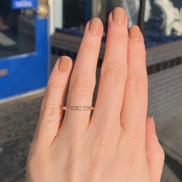 Yellow Gold Knife Edge Diamond Band - Image 2