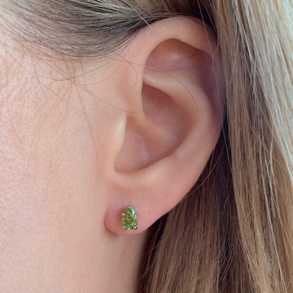 Pear Shape Peridot Stud Earrings - Image 3