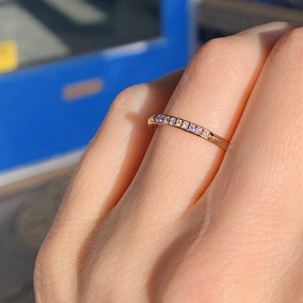 Yellow Gold Knife Edge Diamond Band - Image 3