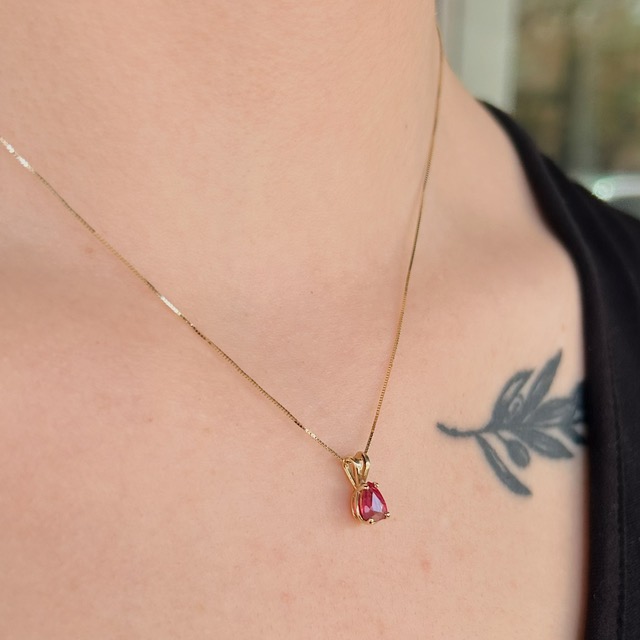 Recycled Pear Shape Ruby Pendant - Image 2