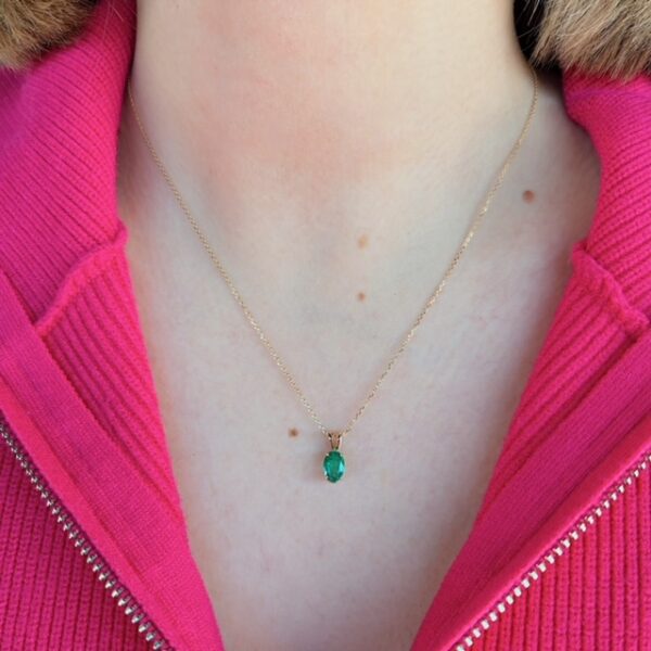 Recycled .75ct Emerald Solitaire Pendant