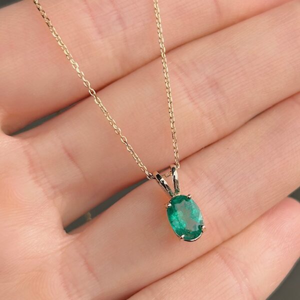 Recycled .75ct Emerald Solitaire Pendant - Image 3