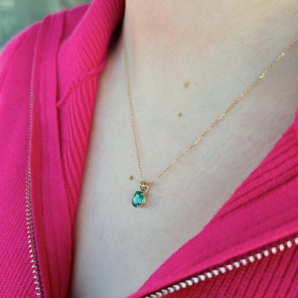 Recycled .75ct Emerald Solitaire Pendant - Image 4