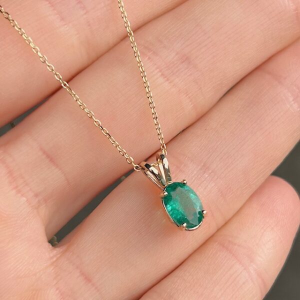 Recycled .75ct Emerald Solitaire Pendant - Image 2