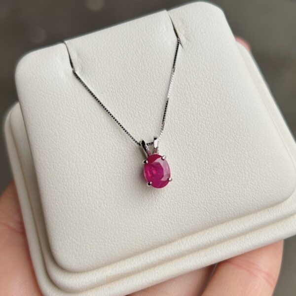 Recycled Oval Shape Ruby Pendant - Image 3