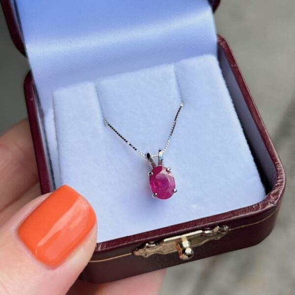 Recycled Oval Shape Ruby Pendant