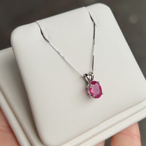 Recycled Oval Shape Ruby Pendant - Image 4