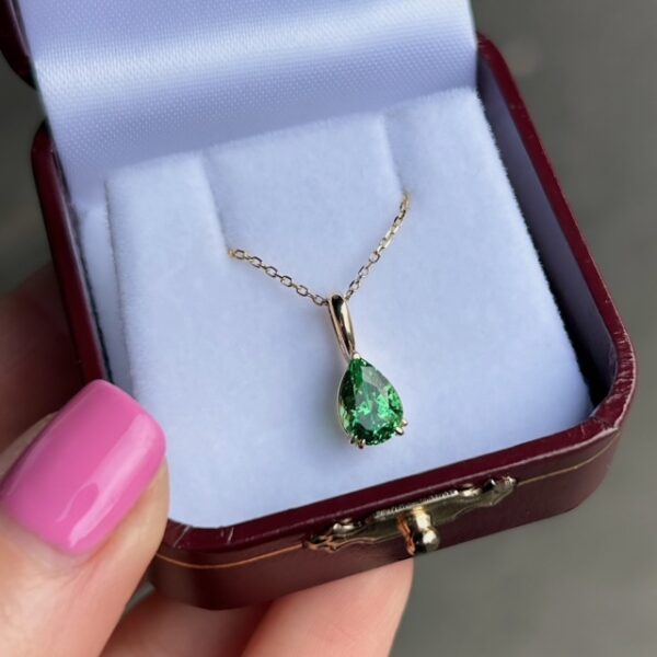 Recycled Pear Shape Tsavorite Garnet Pendant