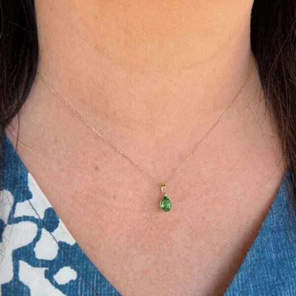 Recycled Pear Shape Tsavorite Garnet Pendant - Image 2