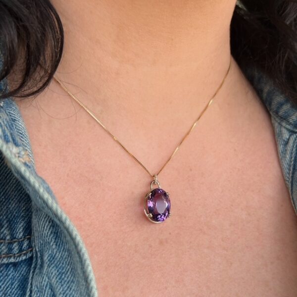 Recycled Amethyst & Diamond Pendant - Image 4