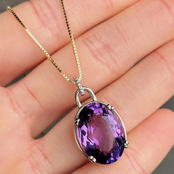 Recycled Amethyst & Diamond Pendant