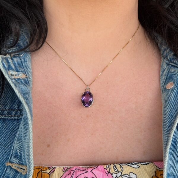 Recycled Amethyst & Diamond Pendant - Image 3