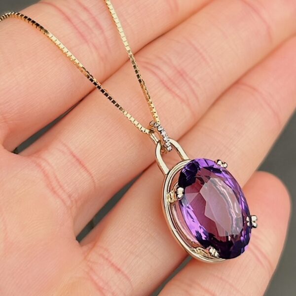 Recycled Amethyst & Diamond Pendant - Image 2