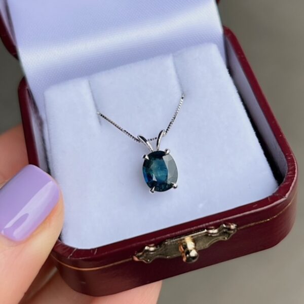 1.63ct Oval Teal Sapphire Pendant