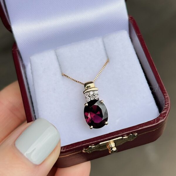 Estate Rhodolite Garnet & Diamond Pendant