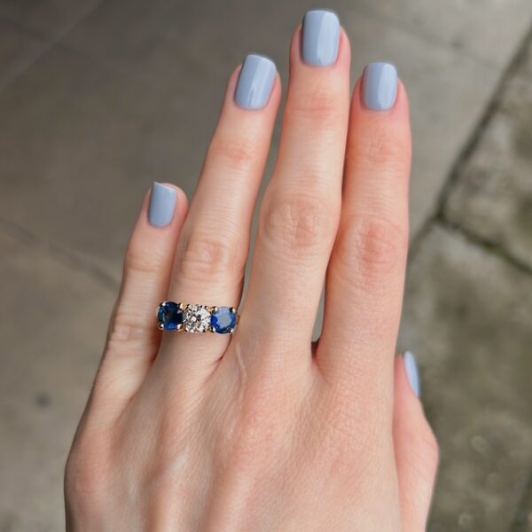 Estate Sapphire & Old European Cut Diamond Ring - Image 4