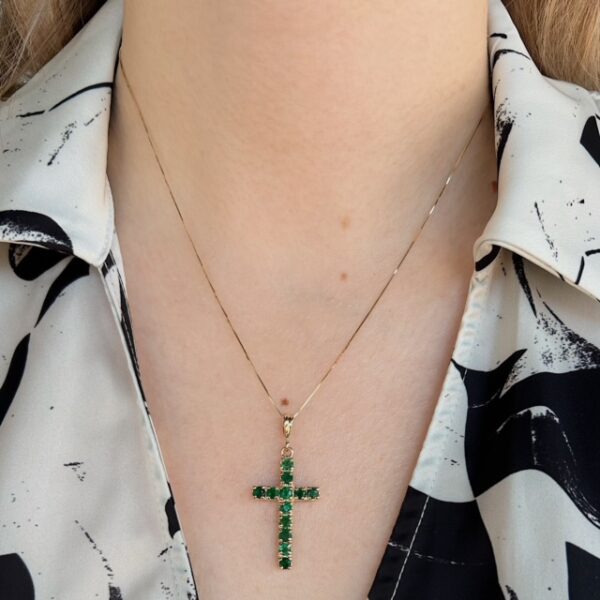 Estate Emerald Crucifix Pendant