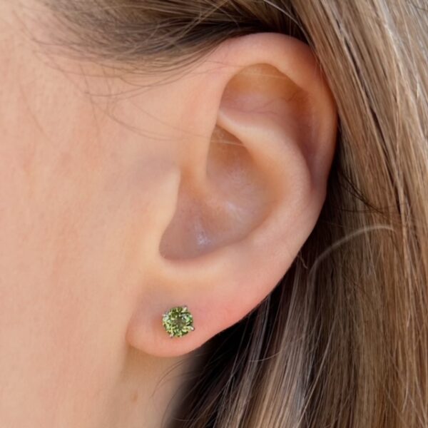 Recycled Round Peridot Studs - Image 2