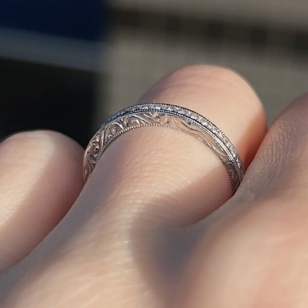 Estate Engraved Diamond Band - Image 4