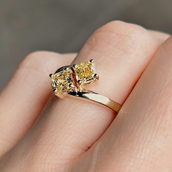 Fancy Intense Yellow Diamond Toi Et Moi Ring - Image 4