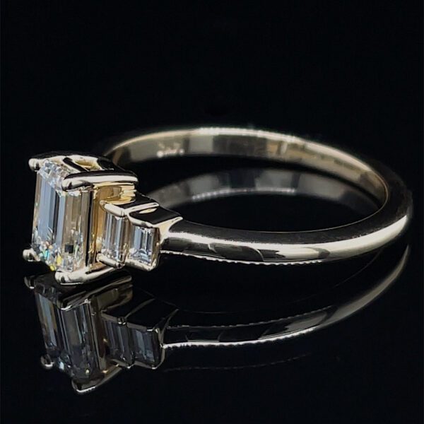 Recycled GIA Certified Emerald Cut Ring - Image 2