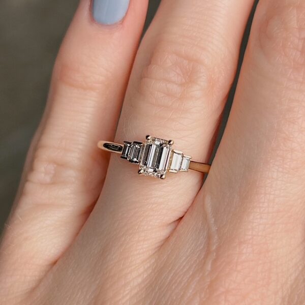 Recycled GIA Certified Emerald Cut Ring - Image 3