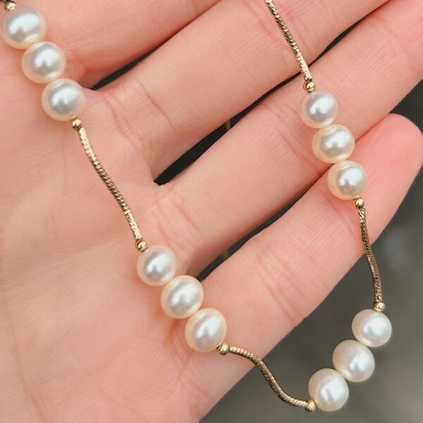 Estate Pearl Station Necklace - Image 2