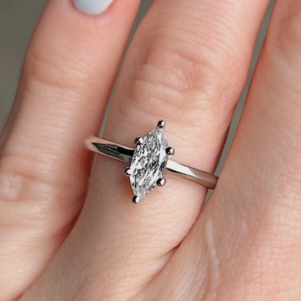 Recycled Marquise Diamond Solitaire Ring - Image 3