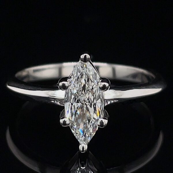 Recycled Marquise Diamond Solitaire Ring