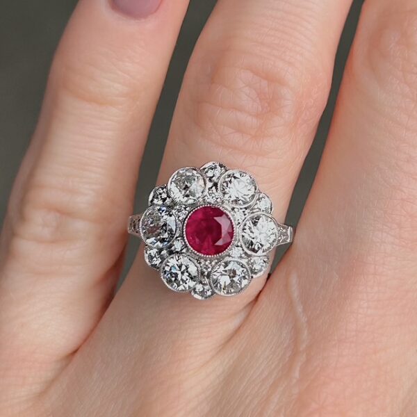 Antique Ruby & Old European Cut Diamond Ring - Image 3