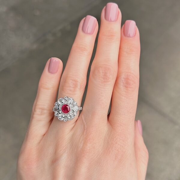 Antique Ruby & Old European Cut Diamond Ring - Image 4