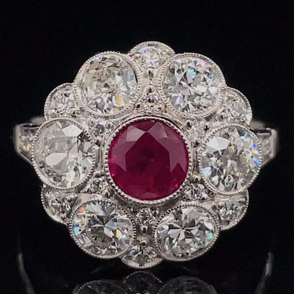 Antique Ruby & Old European Cut Diamond Ring