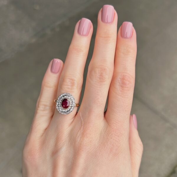 Antique GIA Certified No Heat Ruby & Diamond Ring - Image 4