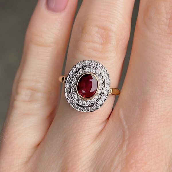 Antique GIA Certified No Heat Ruby & Diamond Ring - Image 3