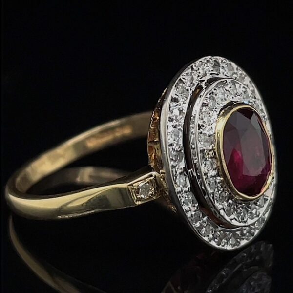 Antique GIA Certified No Heat Ruby & Diamond Ring - Image 2